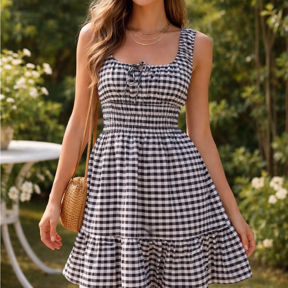 Chic Black and White Checkered Skirt